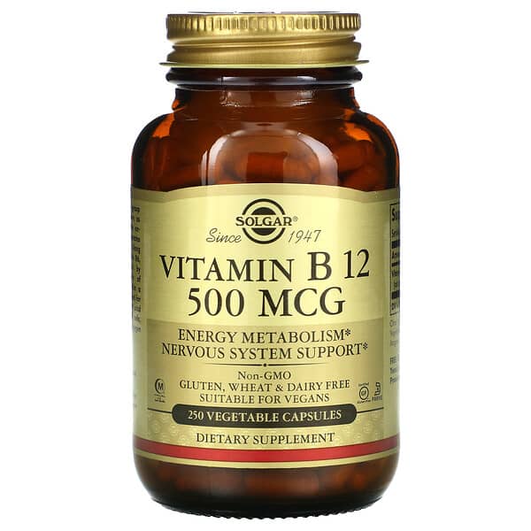 Solgar, Vitamina B12, 500 mcg, 250 cápsulas vegetales