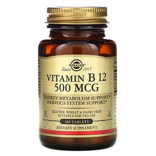 Solgar, Vitamina B12, 500 mcg, 100 comprimidos