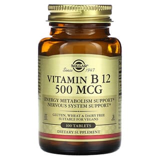 Solgar, Vitamina B12, 500 mcg, 100 comprimidos