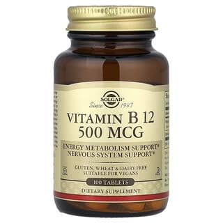 Solgar, Vitamina B12, 500 mcg, 100 comprimidos