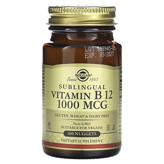 Solgar, Vitamina B12 sublingual, 1000 mcg, 100 nuggets