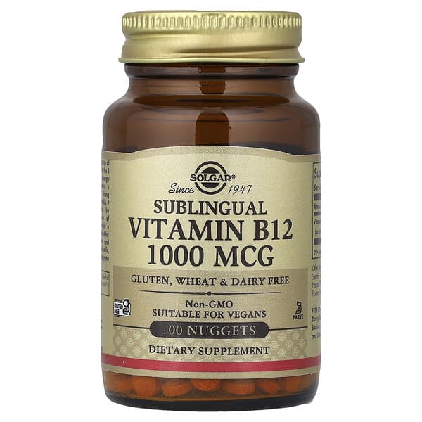 Solgar, 維生素 B12，舌下含服，1,000 微克，100 粒