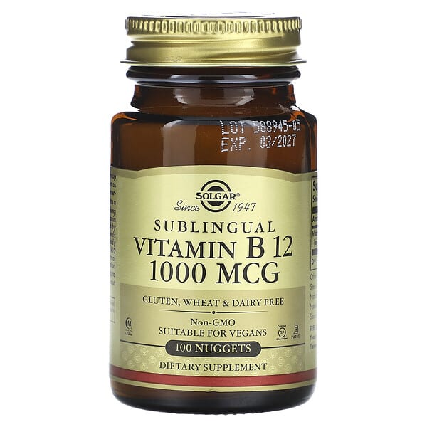 Solgar, 舌下含服維生素 B12，1,000 微克，100 塊。