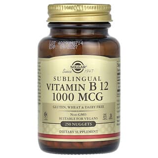 Solgar, Vitamina B12 Sublingual, 1.000 mcg, 250 Nuggets