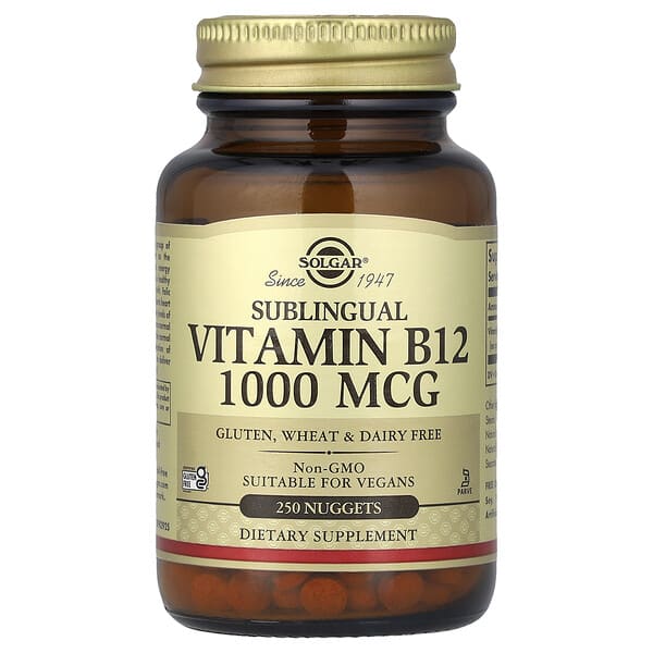 Solgar, 서브링구얼 비타민B12, 1,000mcg, 너겟 250개