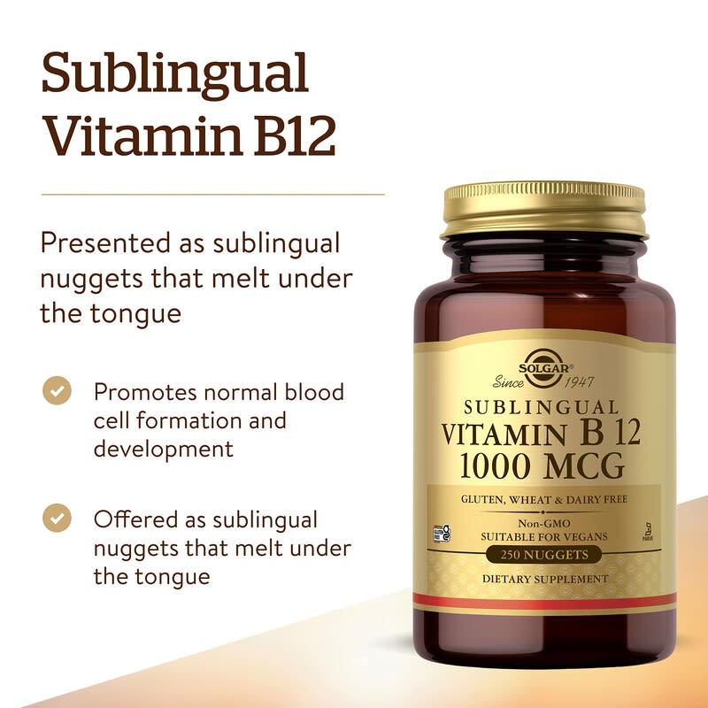 Vitamin B12, Sublingual, 1,000 mcg, 250 Nuggets