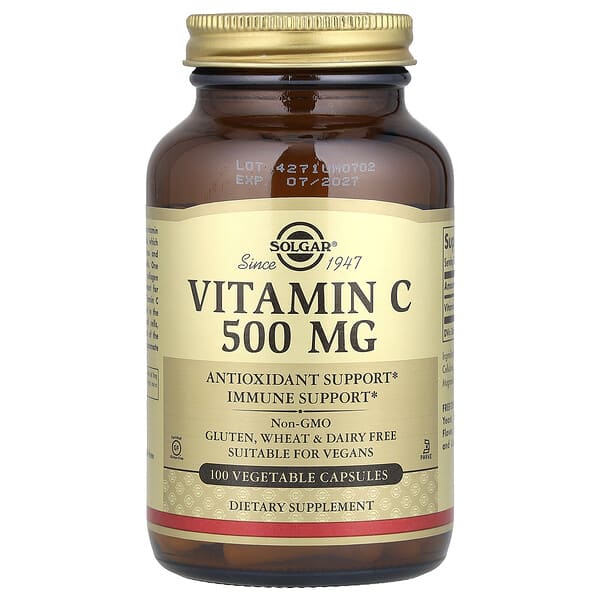 Solgar, 維生素 C，500 毫克，100 粒素食膠囊