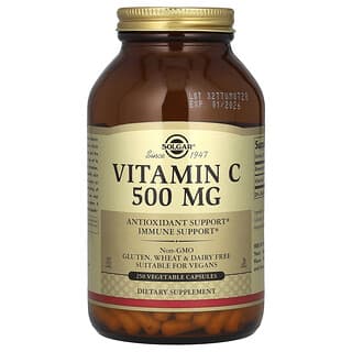 Solgar, Витамин С, 500 мг, 250 растительных капсул