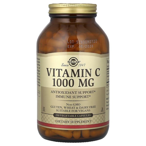 Solgar, 維生素 C，1,000 毫克，250 粒蔬菜膠囊