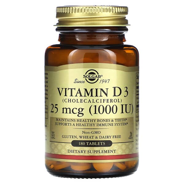 Solgar, Vitamin D3, 25 mcg (1.000 IU), 180 Tabletten