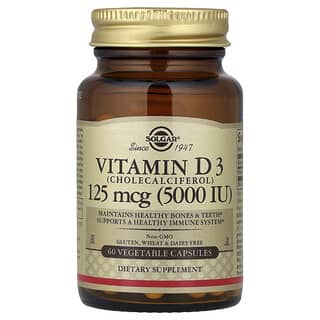 Solgar, Vitamine D3, 125 mcg (5.000 IE), 60 plantaardige capsules
