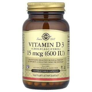 Solgar, Vitamina D3 (colecalciferol), 15 mcg (600 UI), 120 cápsulas vegetales