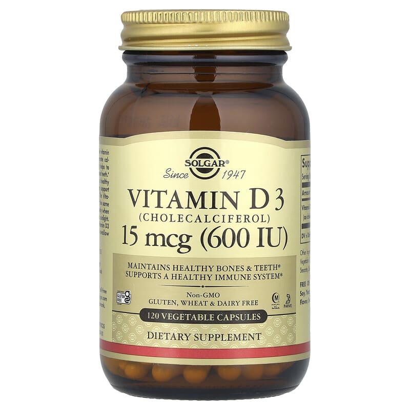 Vitamin D3 (Cholecalciferol), 15 mcg (600 IU), 120 pflanzliche Kapseln