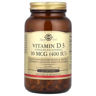 Solgar, Vitamina D3 (Colecalciferol), 400 UI, 250 Cápsulas Softgel