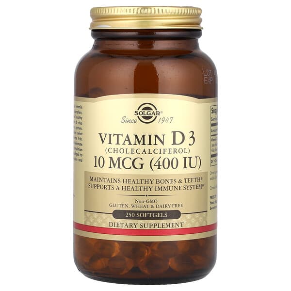 Vitamin D3, 10 mcg (400 IU), 250 Softgels