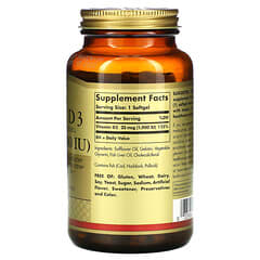 Solgar, Vitamin D3 (Cholecalciferol), 25 mcg (1,000 IU), 250 Softgels