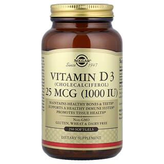 Solgar, Витамин D3, 25 mcg (1000 IU), 250 меки капсули