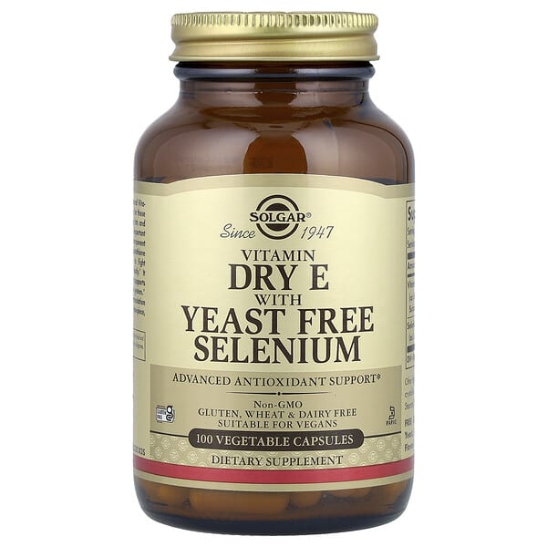 Vitamin Dry E with Yeast Free Selenium, 100 Vegetable Capsules