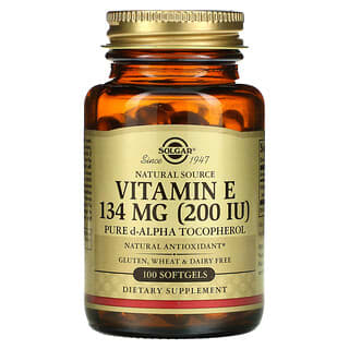 Solgar, Vitamina E de Natural Source, 200 UI, 100 cápsulas blandas