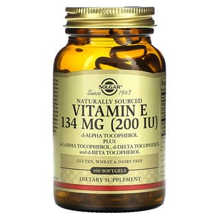 Solgar, Vitamina E de fuentes naturales, 134 mg (200 UI), 100 cápsulas blandas