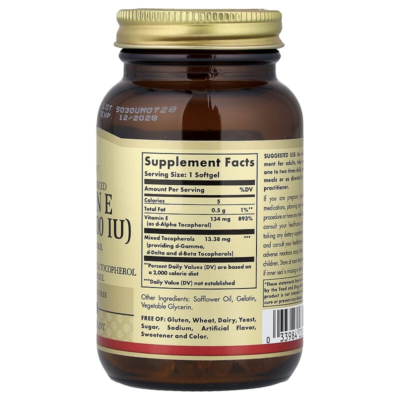 Купить Solgar, витамин E, натурального происхождения, 100 капсул