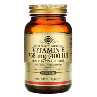 Solgar, Vitamina E, Origen natural, 268 mg (400 UI), 100 cápsulas blandas