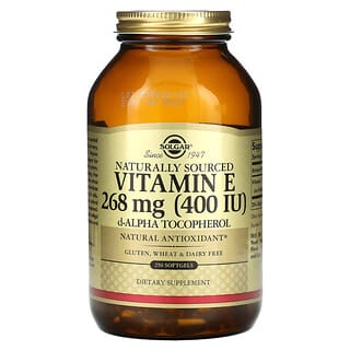 Solgar, Vitamina E de Origem Natural, 268 mg (400 UI), 250 Cápsulas Softgel