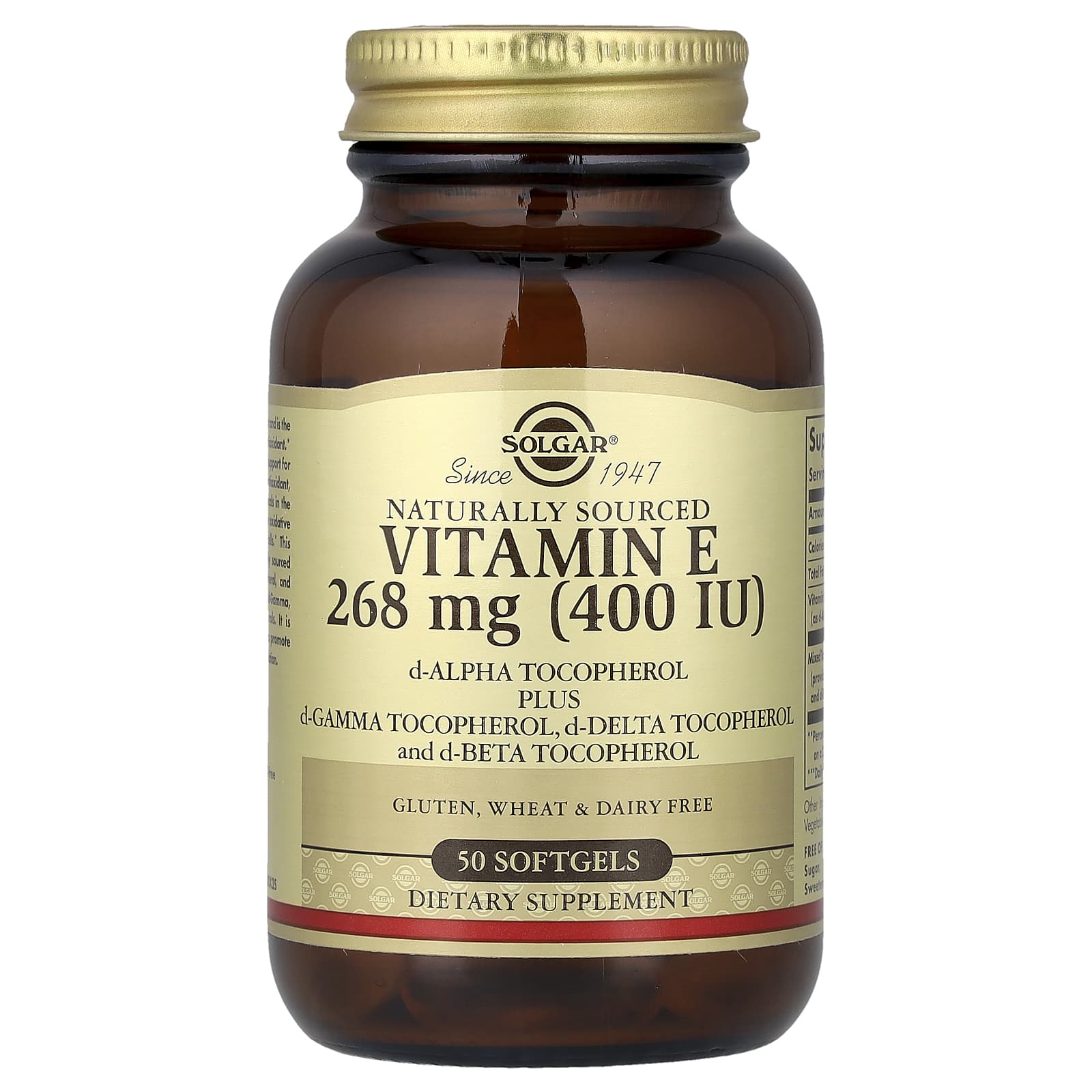 Solgar, витамин E, из натурального источника, 268 мг (400 МЕ), 50 капсул