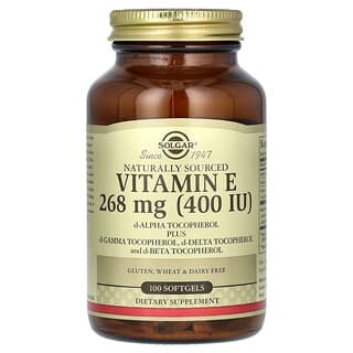 Solgar, Naturally Sourced Vitamin E, Vitamin E aus natürlichen Quellen, 268 mg (400 IU), 100 Weichkapseln