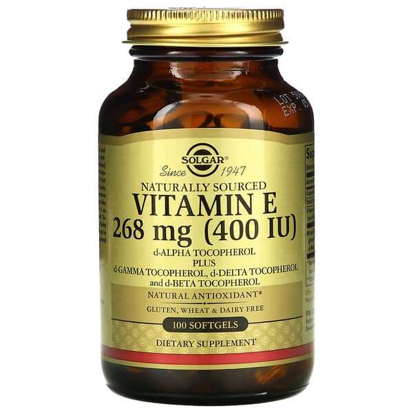 Solgar, Vitamina E de fuentes naturales, 268 mg (400 UI), 100 cápsulas blandas