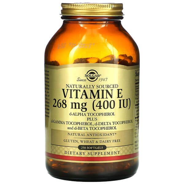 Solgar, Vitamina E de origen natural, 268 mg (400 UI), 250 cápsulas blandas