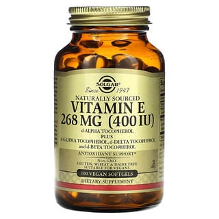 Solgar, Vitamina E, 268 mg (400 IU), 100 cápsulas blandas vegetarianas