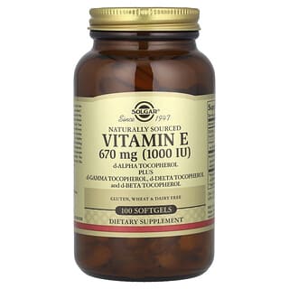 Solgar, Vitamin E dari Sumber Alami, 670 mg (1.000 IU), 100 Kapsul Gel Lunak