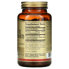 Solgar, натуральный витамин E, 670 мг (1000 МЕ), 100 вегетарианских мягких таблеток