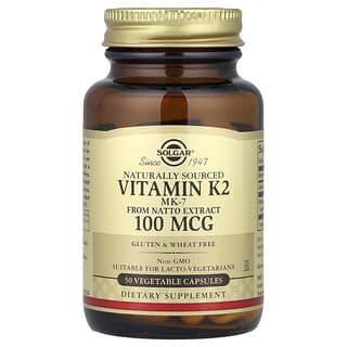 Solgar, Vitamina K2 de origen natural, 50 cápsulas vegetales