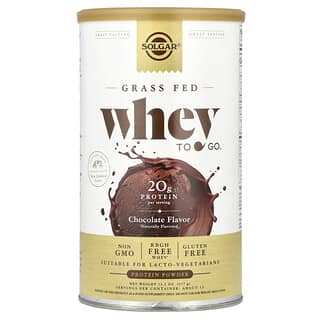 Solgar, グラスフェッド（牧草飼育）Whey To Go®（ホエイトゥゴー）、プロテインパウダー、チョコレート377g (13.2 オンス)