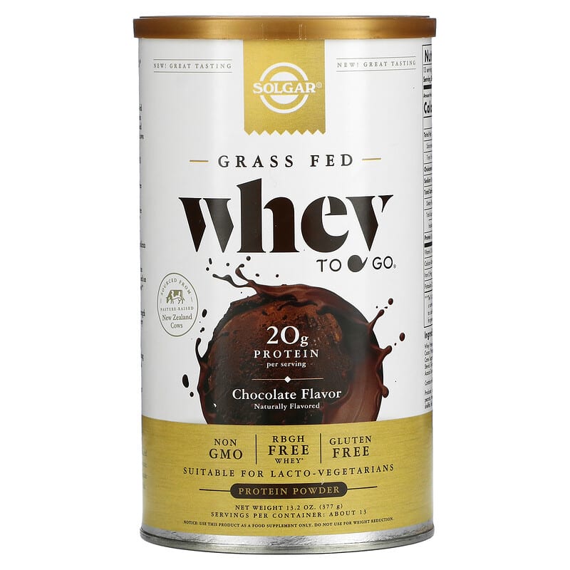 Grass Fed Whey To Go, Whey Protein Powder, Chocolate, 13.2 oz (377 g)