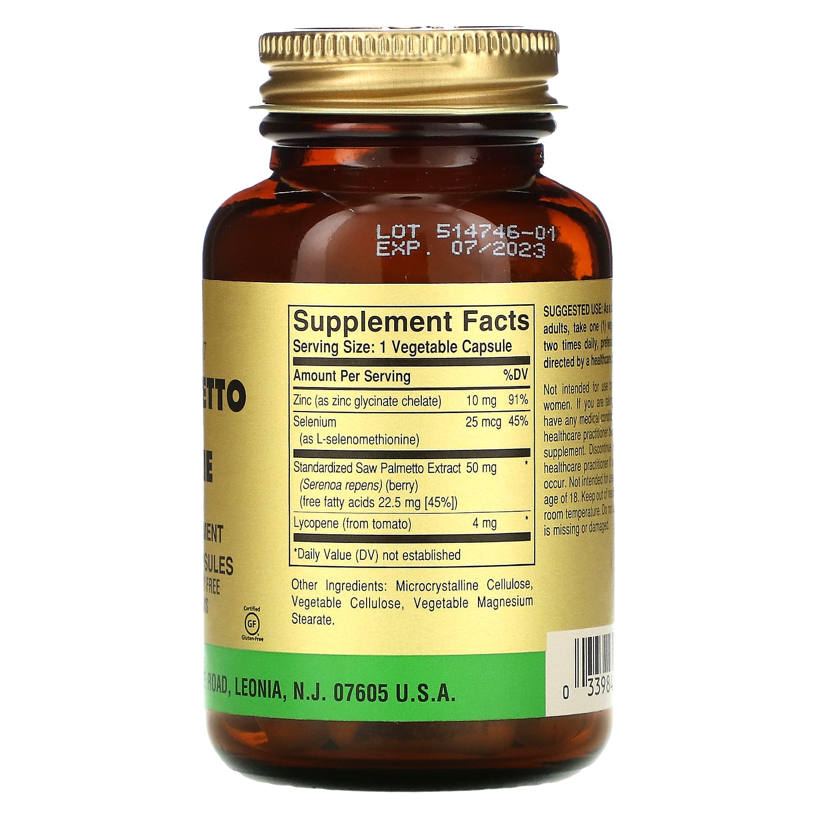 Solgar, Saw Palmetto & Lycopene Complex, 50 Vegetable Capsules