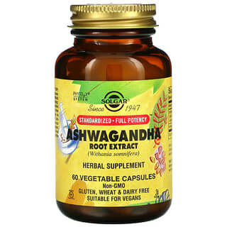 Solgar, Extrait de racine d'ashwagandha, 60 capsules végétales