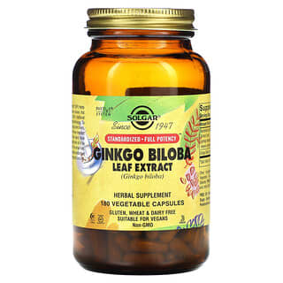 Solgar, Ginkgo Biloba Leaf Extract, 180 Vegetable Capsules