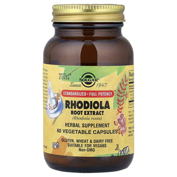 Solgar Rhodiola Root Extract, 60 Vegetable Capsules (350 mg per Capsule)
