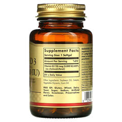 Solgar, Vitamin D3 (Cholecalciferol), 125 mcg (5.000 IU), 100 Weichkapseln