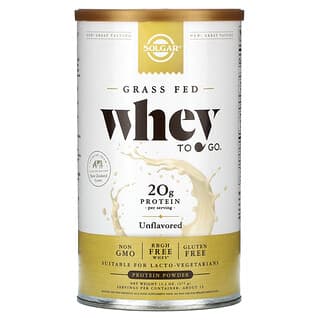 Solgar, Grass Fed, Whey To Go Protein Powder, Unflavored, 13.2 oz (377 g)