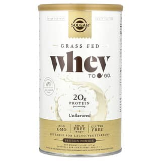 Solgar, Grass Fed, Whey To Go® Protein Powder, Unflavored, 13.2 oz (377 g)