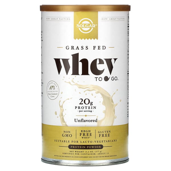 Solgar‏, Grass Fed, Whey To Go Protein Powder, Unflavored, 13.2 oz (377 g)