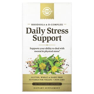 Solgar, Rhodiola y complejo B, Refuerzo diario contra el estrés, 30 cápsulas vegetales