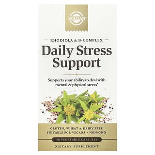 Solgar, ロディオラ＆B-コンプレックス、 Daily Stress Support、ベジカプセル30粒