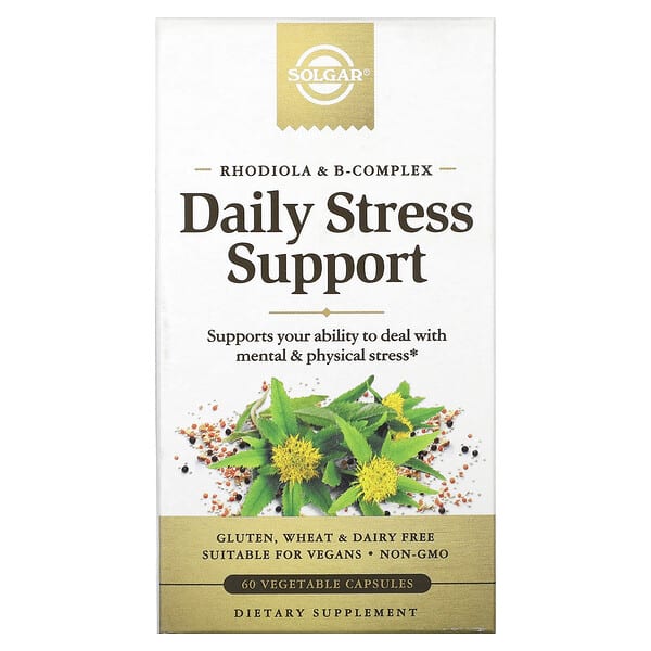 Solgar, Rhodiola & B-Komplex, tägliche Unterstützung bei Stress, 60 pflanzliche Kapseln