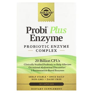 Solgar, Probi Plus Enzyme, пробиотический ферментный комплекс, 20 млрд КОЕ, 30 капсул