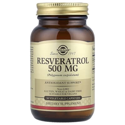 Solgar, Resveratrol, 500 mg, 30 Vegetarian Capsules